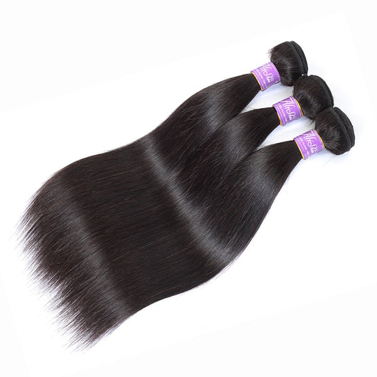 Alishes Indian Straight Hair Bundles Human Hair Weaving Extension Remy 1/3/4 Bundle Deals Free Shipping Natural Black 100G/PC