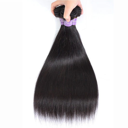 Alishes Indian Straight Hair Bundles Human Hair Weaving Extension Remy 1/3/4 Bundle Deals Free Shipping Natural Black 100G/PC
